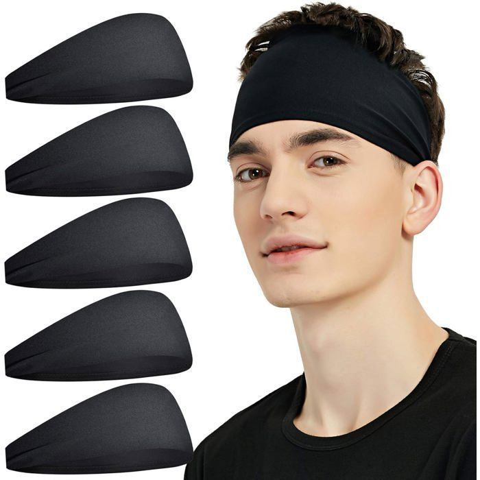 Bandeau Sport Absorbant 5 Pièces pour Running Fitness Cyclisme Yoga Confort Respirant Homme Femme