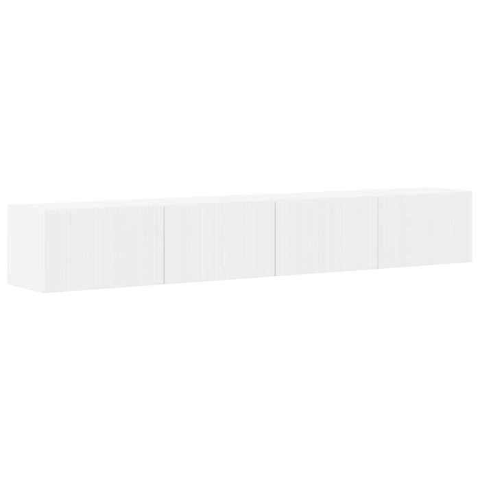 Blanc BANC TV - BMK - Meuble TV mural 2 pcs - Avec rangement -  Blanc 98x31x295cm Bois dingénierie ncv13308899800