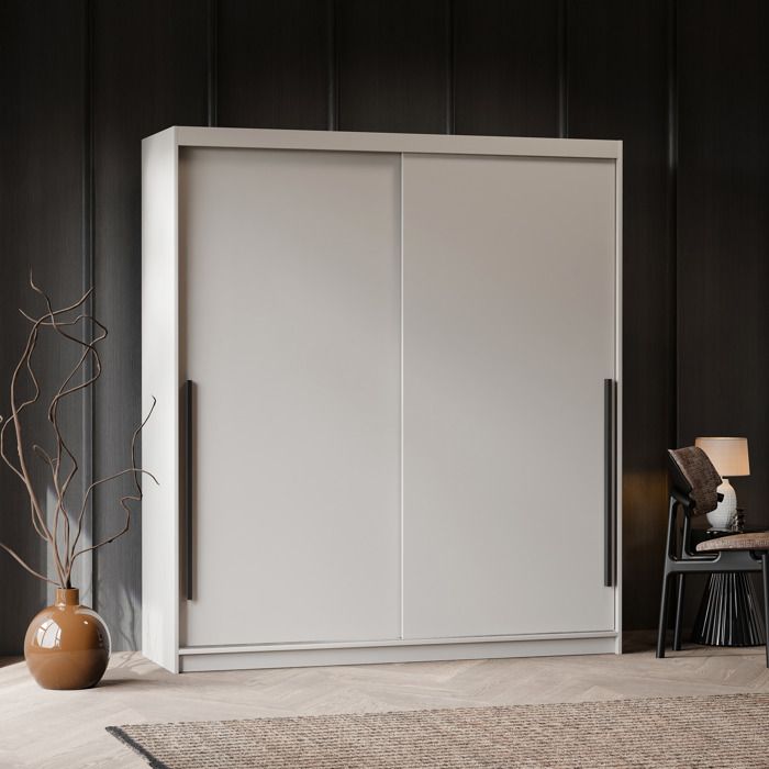 Armoire SILENTE 180 cm - LED - portes coulissantes - Cachemire