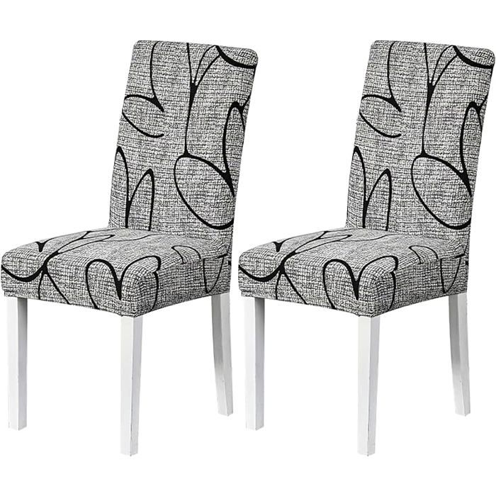 Lot de 2 Housse de Chaise Extensible Amovible ble Coure de Chaise Housse de Chaise Salle à Manger Tons Neutre/Terre
