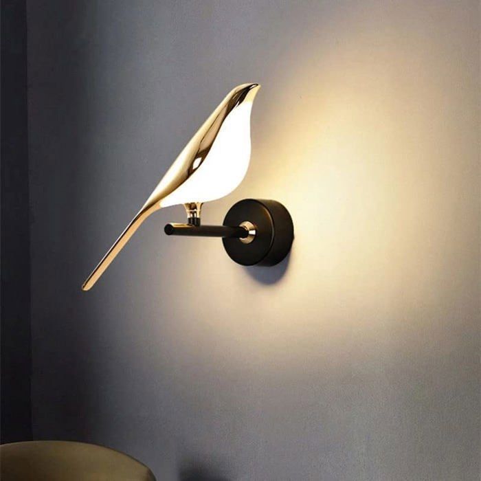 Applique murale oiseau rouge WD187 - 1 lampe abat-jour acrylique lumière blanc chaud Femeo