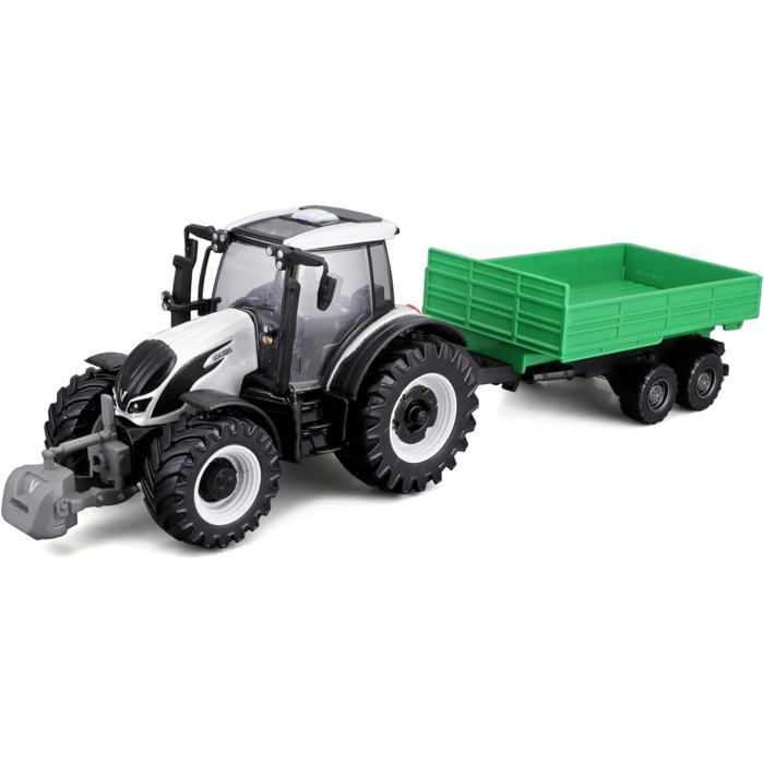 Collection Ferme - Tracteur Valtra + remorque à Friction - Véhicule Agricole Miniature à léchelle 1:43 - Jouet pour Enfant