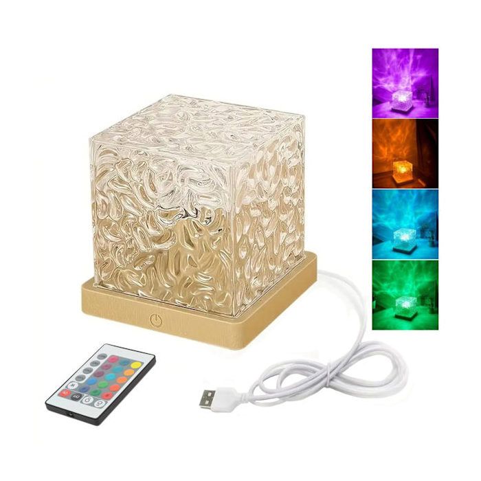 Projecteur Océan LED RGBW USB Effet Vagues Télécommande 16 Modes Lampe d’Ambiance Intérieure