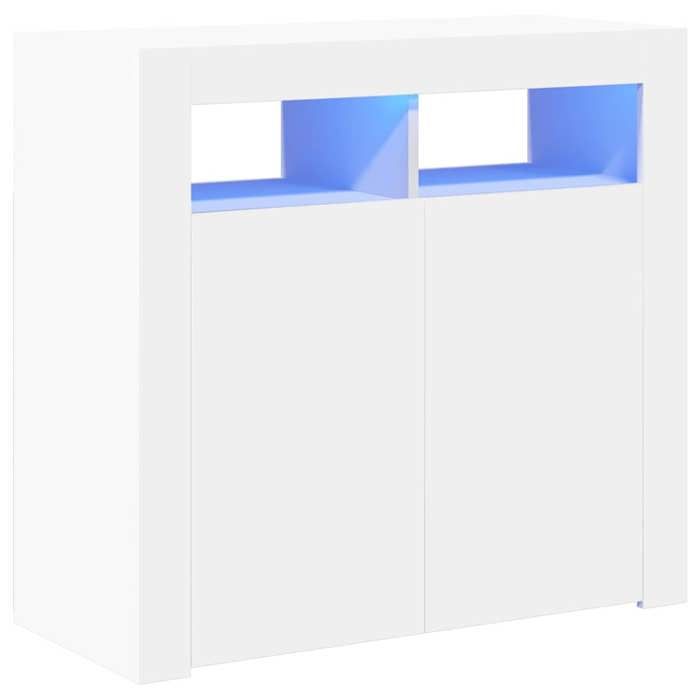 {Soldes d’été} - Blanc - Buffet & bahut - Buffet bas avec lumières LED - Blanc 80 x 35 x 75 cm - organisateur de salon EU310353683