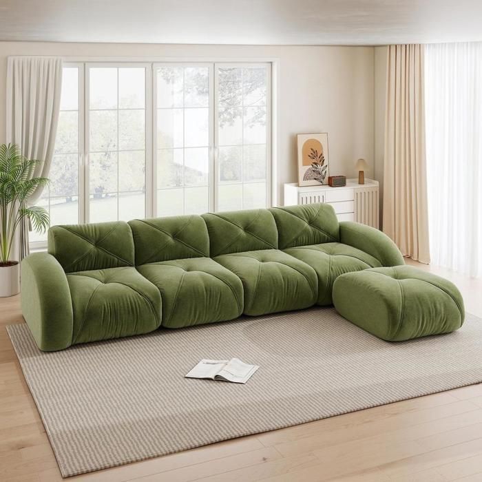 Canapé dangle - KOMHTOM - L modulable - 4 places - Chenille - Assise profonde Canapé dangle - KOMHTOM - L modulable - 4 places - Chenille - Assise profonde