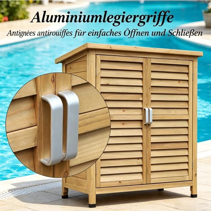 Armoire de rangement extérieure EVRYAE 87 x 46 5 x 96 5 cm avec étagère intérieure et double porte en bois