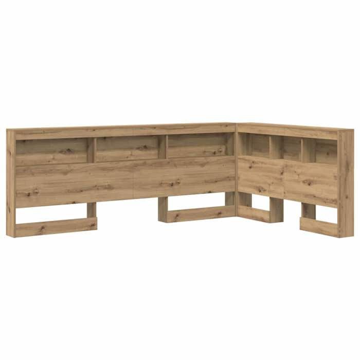 Tête de Lit de Rangement Chêne Artisanal 2175 x 1375 x 765 cm avec dessus de rangement et structure stable avec Forme en L 456977