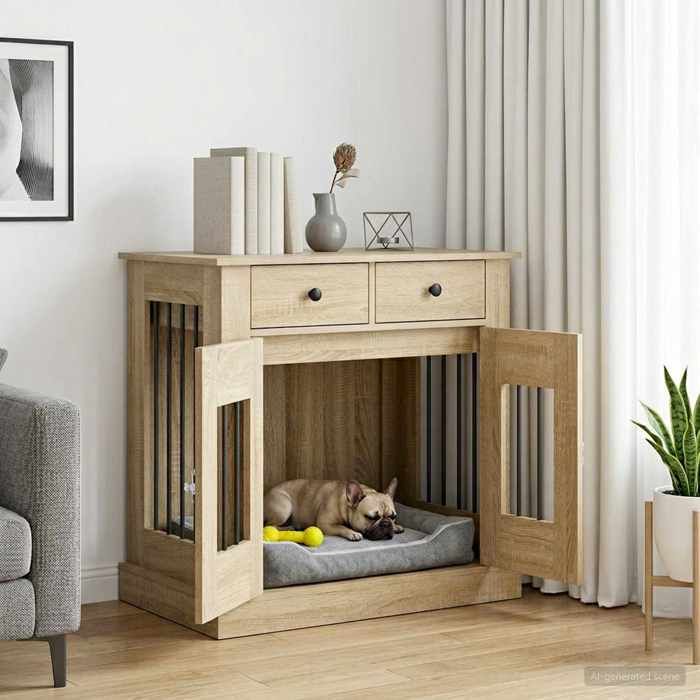 vidaXL Meuble de cage pour chien Chêne Sonoma 80 x 475 x 80 cm 8014768