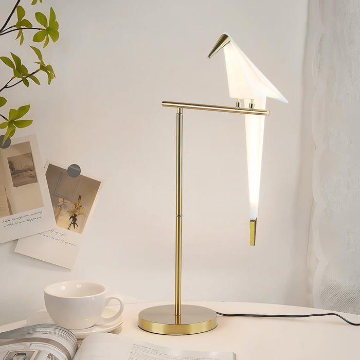 Lampe De Table Moderne Swing Bird Led Salon Lampe De Chevet Rétro Chambre 3000K Chaud Acrylique Métal Lecture Lampe De Table[EC115]