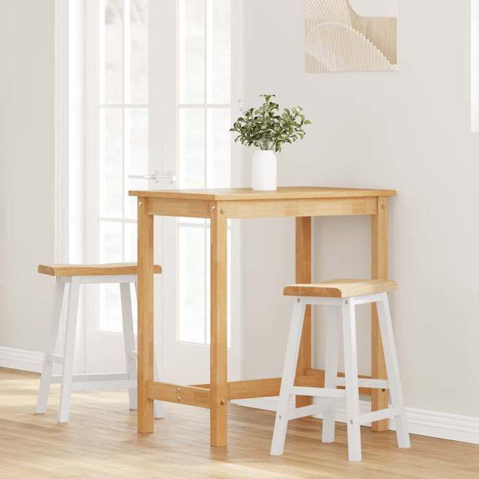 Elégance-Chic Tabourets de bar et caoutchouc - lot de 2 - en bois massif - blanc - 445 x 35 x 60 cm - Chaise dîlot - Chaise Haute