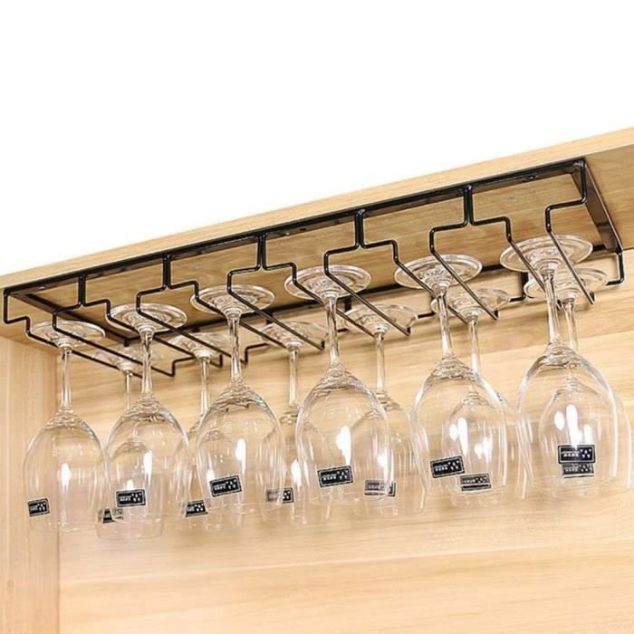 Porte-Verres à Vin Suspendu Inox - 2 Rangs Pour Rangement Sous Armoire - Étagère à Vin Robuste Et Design