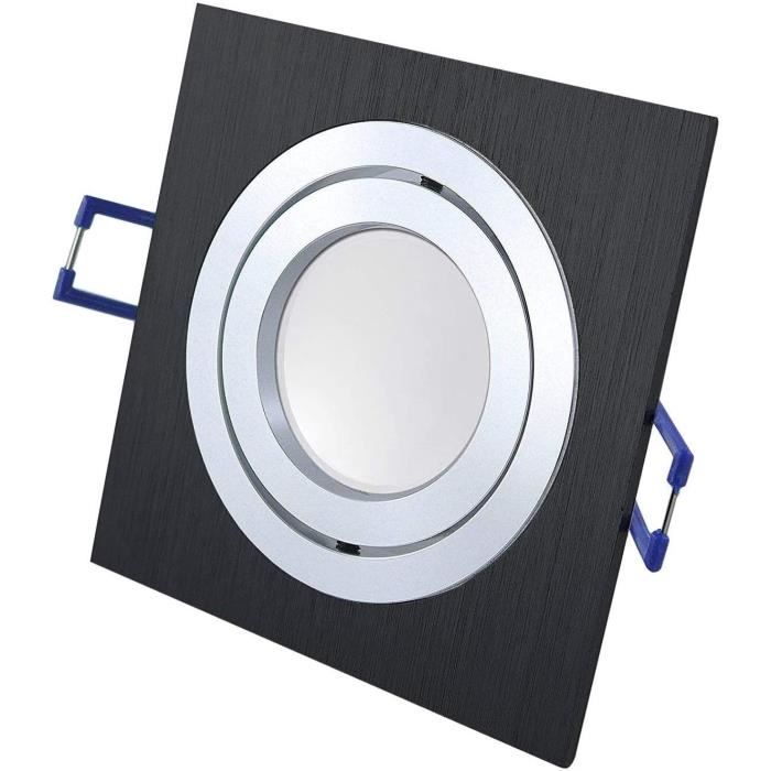 Spot Encastrable Carré Noir Wonderlamp Classic - GU10 30° Bascule 9x9 Cm