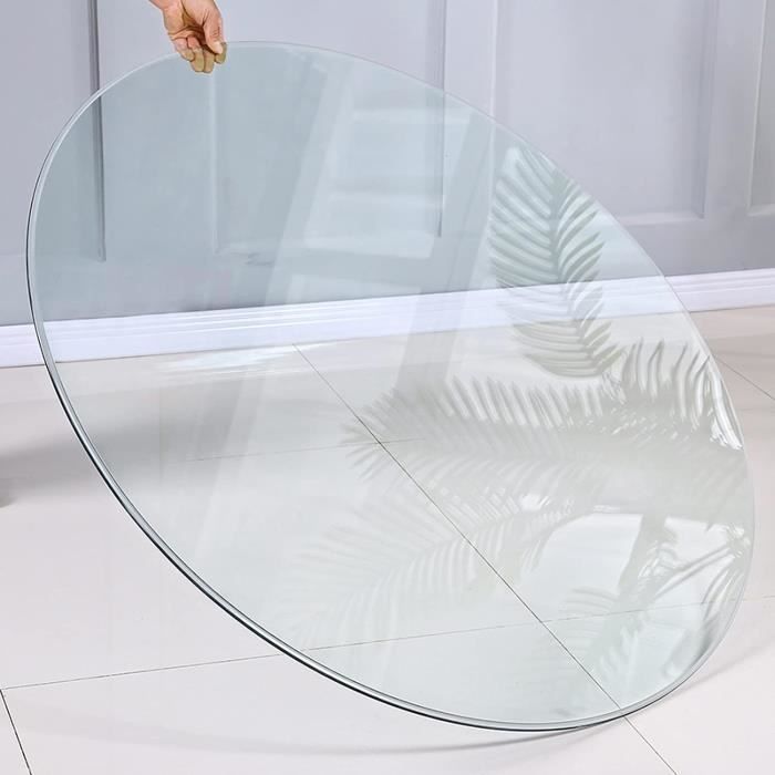 Plateau De Table Rond En Verre Trempé 7mm - Diamètre 360mm (14 Pouces) Pour Protection De Meuble Ou Décoration | Transparent Et Résistant