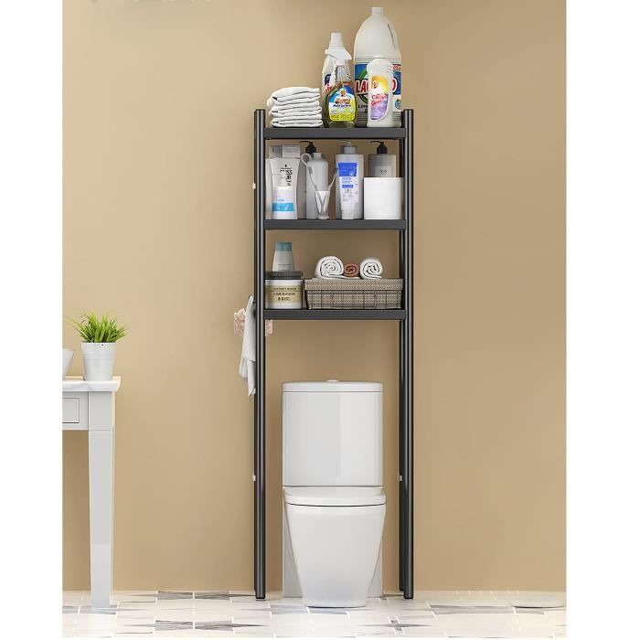 Rangement Salle De Bain SMIBUY - Étagère Sur Toilettes En Bambou, 6 Niveaux, Blanc, 86x166cm