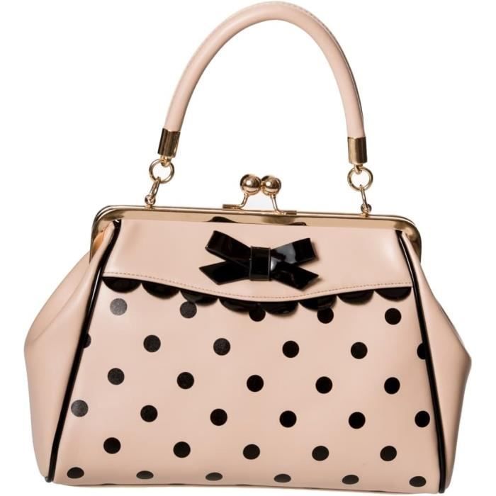 Sac Bandoulière Rockabilly Pois Noir-Rouge 18x18cm - Style Années 50
