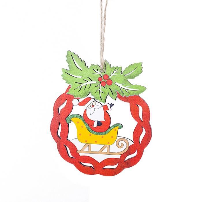 Père Noël arbre de Noël en bois traîneau pendentif cadeau maison porte