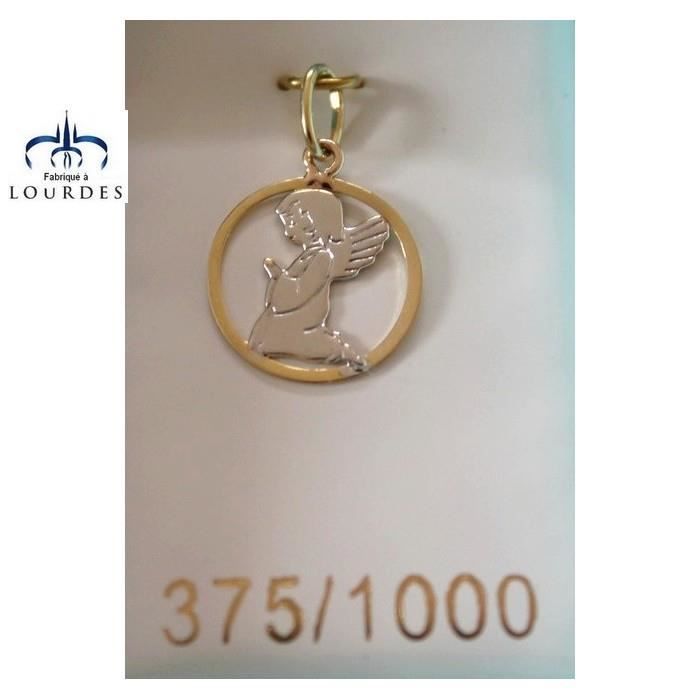 Lourdes Medaille De Bapteme Ange Or Massif 375 1000 Gris Et Jaune Achat Vente Pendentif Vendu Seul Lourdes Medaille De Bapteme Mixte Bebe