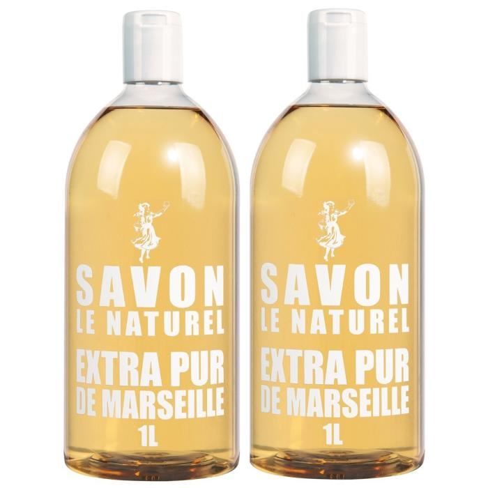 LOT DE 4 - SAVON LE NATUREL - Savon Liquide Extra Pur de Marseille -  recharge de