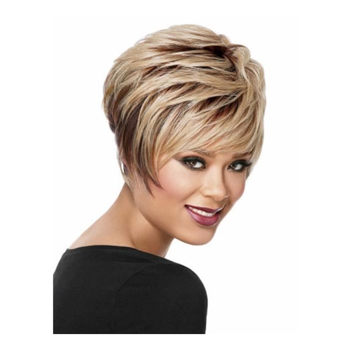 perruque femme courte blonde