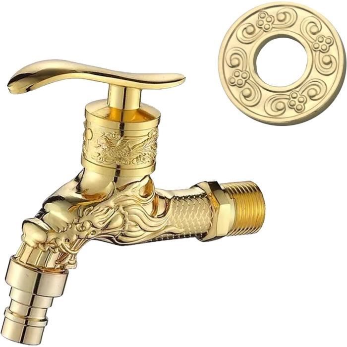 Robinet Mural Antique En Laiton Et Zinc - Design Dragon Sculpté Pour Jardin Ou Salle De Bain