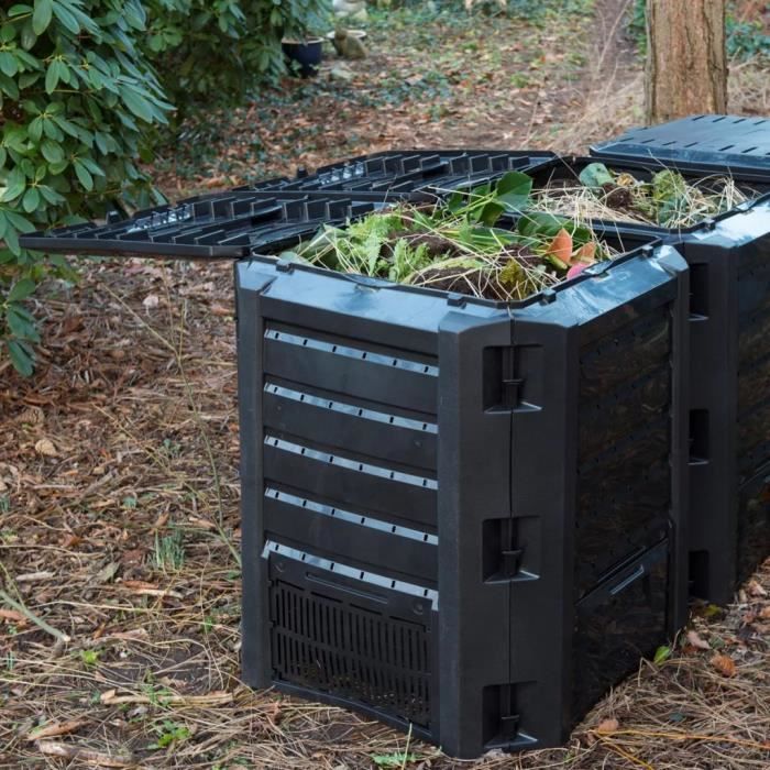775®Best Meuble Nature Bac à compost Composteur de jardin Décor Nouveau -  Bac De Compostage Balcons Noir 1200 L - Cdiscount Jardin