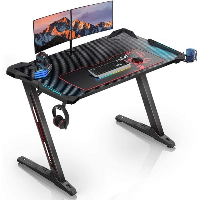 Interessant breedtegraad inleveren EUREKA ERGONOMIC Bureau Gaming Z1S Bureau Informatique Bureau Gamer LED Bureau  PC Gaming Bureau pour Gaming LED avec Support [6650] - Cdiscount  Informatique