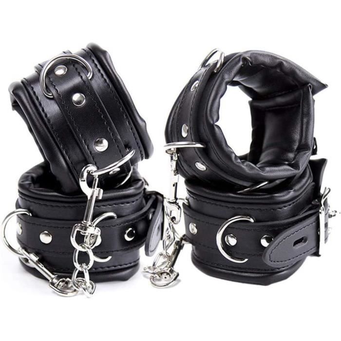 Menottes Rompues Lot de 2 menottes érotiques en cuir rembourré - Pour homme et femme[32 ...