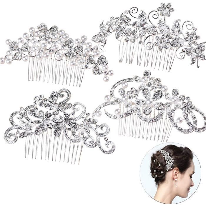 4pcs Accessoires Cheveux Mariage Peigne A Cheveux De Mariage A Strass Cheveux Bridal Peigne Mariage Cheveux Cote Peigne Mariee P Achat Vente Brosse Peigne Cdiscount