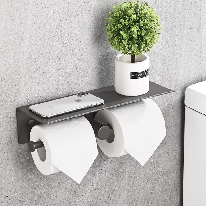 Porte Papier Toilette,Double Support Papier Toilette avec Étagère