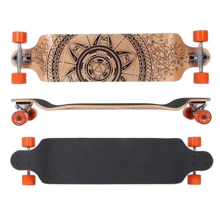 Longboard 100 Cm Cruiser Complet - Roulements ABEC-11, 8 Couches Érable, Roues Clignotantes PU - Charge 120 Kg - Idéal Adultes Et Enfants