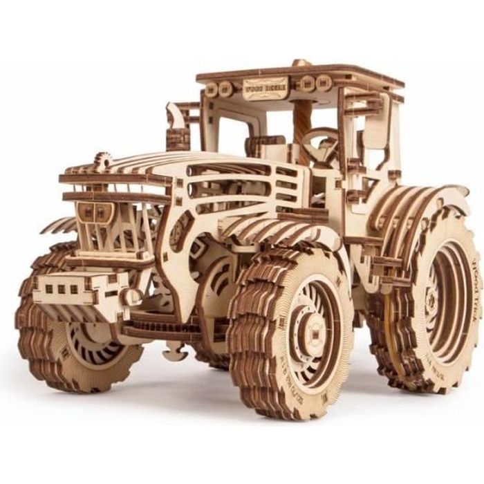 Wooden World Tracteur avec remorque en Bois Jouets Enfants en decoupage Non Peint 