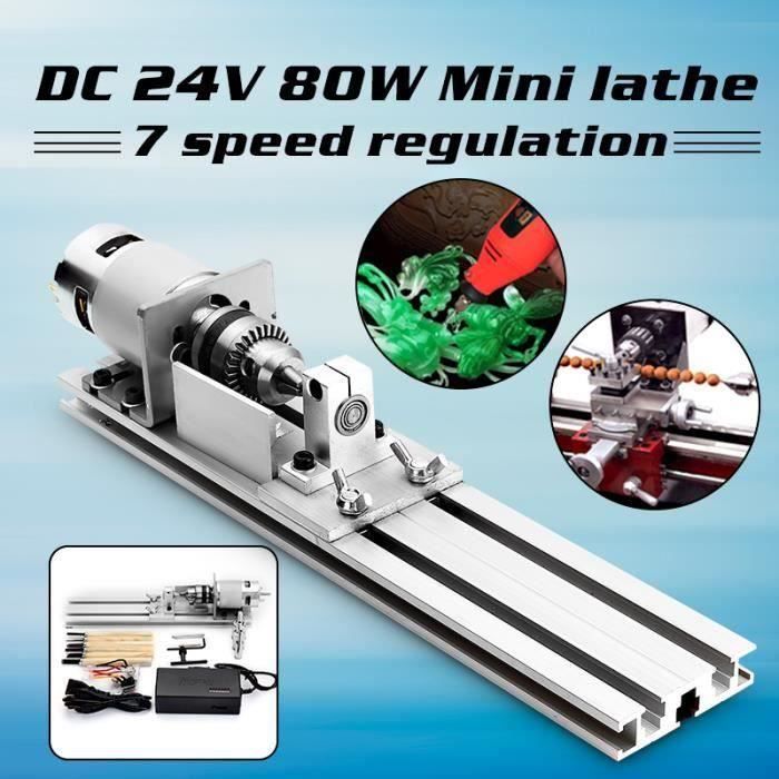 DC24V 96W 0.6-6mm Mini Rotatif Tour à bois Machine DIY Polissage Coupe Gravure