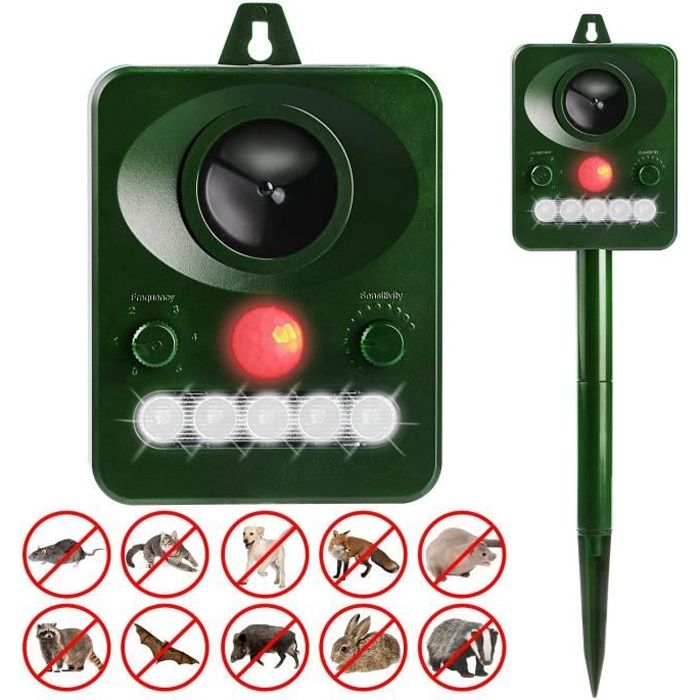 Répulsif Chat Ultrason Solaire Répulsif Chat Exterieur pour Repousser Animaux Nuisibles Protecteur de Jardin