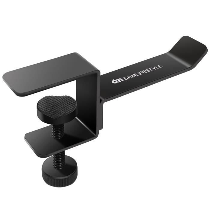 Noir 6amLifestyle Support pour Casque Découte en Métal avec Pince Réglable pour Bureau Dordinateur Support pour Casque Audio Universel 