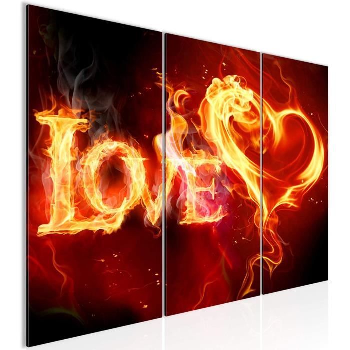 Art Abstrait Feu Amour Peinture Tableau Salon Marron Orange Amour 3 Parties Decoracion Murale 30x40cm 576 Cdiscount Maison