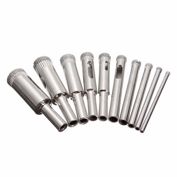 10Pcs 5-12 mm Diamond Coated Core Forets trou scie Verre Carrelage Céramique Marbre