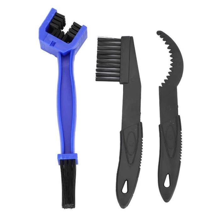 Kit De Nettoyage Vélo 4 Pièces – Brosse Chaîne, Pignons Et Grattoir – Pour Route, VTT, Pliants – Bleu Et Noir