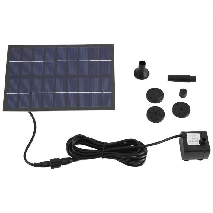 Kit de pompe solaire 1.8W - Noir - 9V - 200L/h - Fontaine, étang, aquarium, jardin