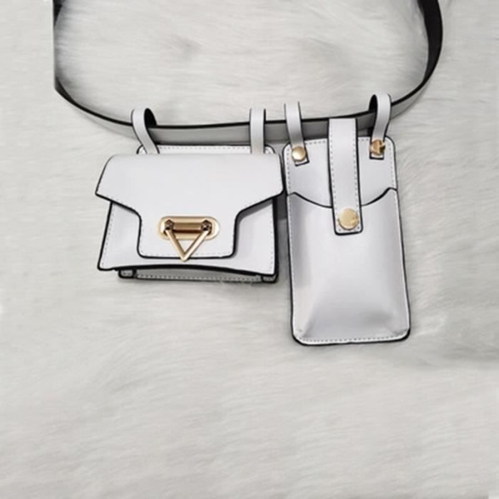 Sac de taille blanc - Mini sac de ceinture en cuir pour femmes, sacs ?� bandouli?�re de poitrine 