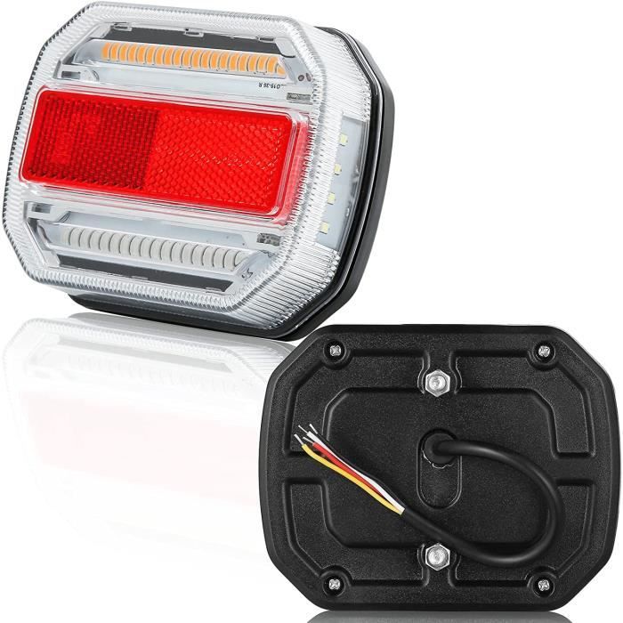 Feux Arrière Remorque 12V - Lot De 2 Avec Câble 7m Et Connecteur 7 Broches - IP67 Étanche