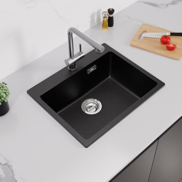 Evier Cuisine Noir 1 Bacnull