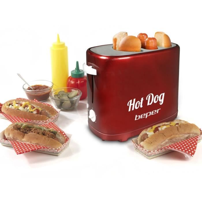 Appareil à hot dog - BEPER - 5 niveaux de cuisson - Miettes amovibles - 750 W