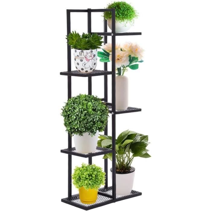 Support à Plantes Suspendu IBUYKE 170 Cm, 3 étagères Métal Noir, Pour Intérieur/extérieur - TMJ076B
