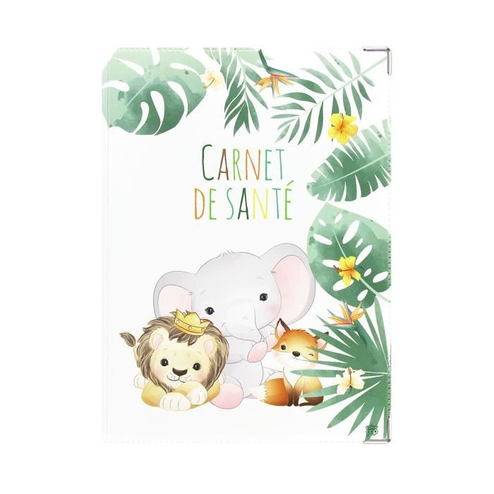 Protège carnet de santé enfant couleur motif jungle party Color Pop – Fabrication Française – PVC imprimé – Pour carnet de santé, or