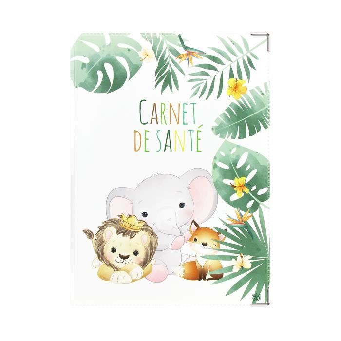 Protège carnet de santé enfant couleur blanche motif safari Color Pop – Fabrication Française – PVC imprimé – Pour carnet de santé