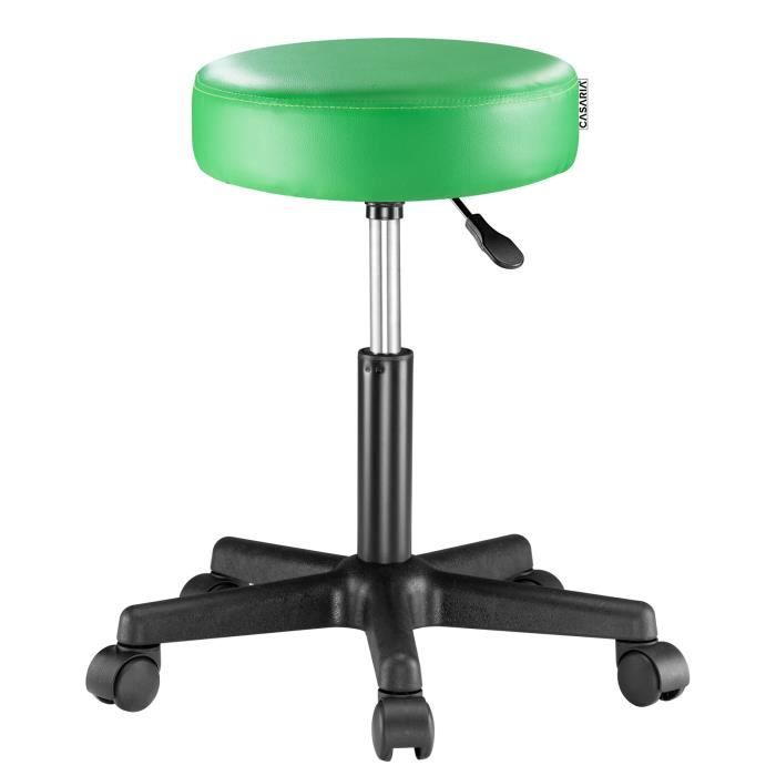 casaria® tabouret de bureau vert pivotant 360° hauteur réglable 46-60 cm avec roulettes siège rembourrage 10 cm