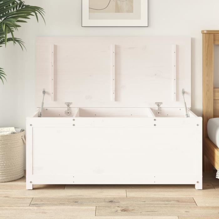 Coffre de rangement BRISTOL en pin massif lasuré blanc - Commode et meuble  de rangement - Chambre - Meuble