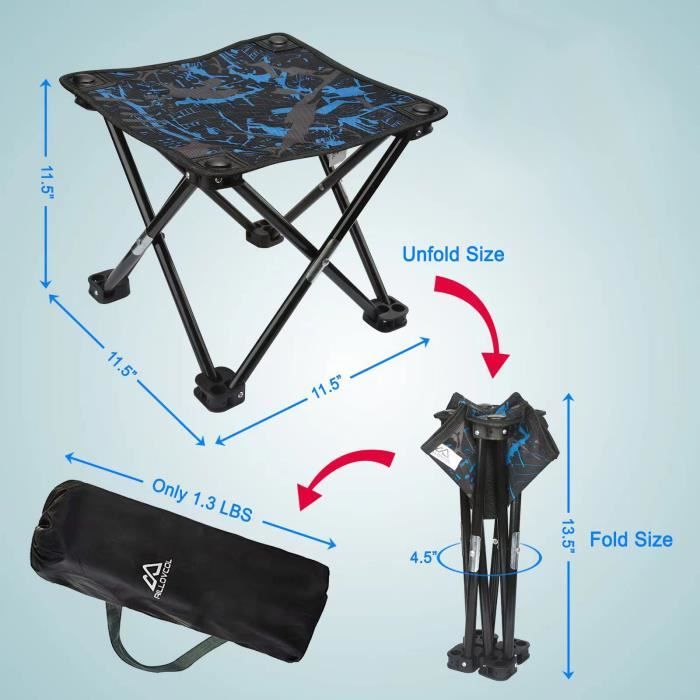 Tabouret Pliable Camping HFDONGL Tabouret Camping Pliable - Chaise Portable 120kg Avec Sac - Randonnée Pêche Pique-nique Tabouret Randonnée Pêche 120kg