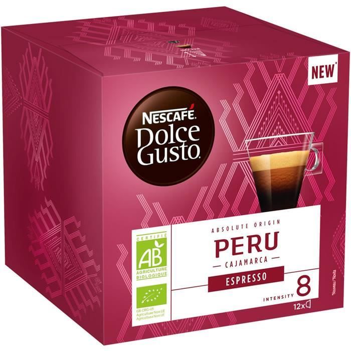 LOT DE 8 - Dolce Gusto - 12 Capsules de café bio espresso Perou Peru 84 g