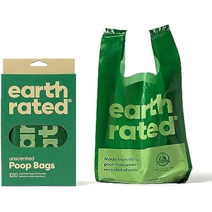 Comparer les prix de Sacs à déjection canine - Earth Rated - Extra-large - Étanches - Poignées faciles à nouer - Écologiques